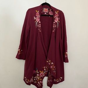 Johnny Was Adah Floral Embroidered Cardigan Coat M